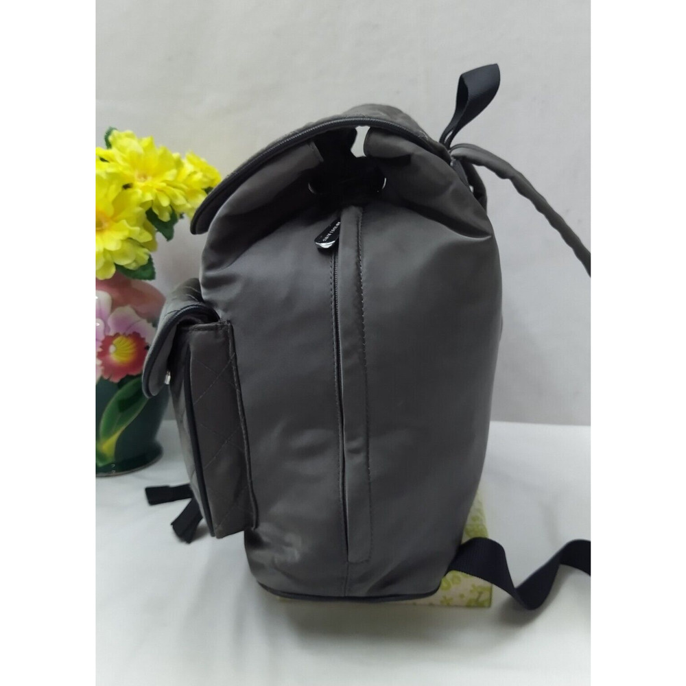 Michael Kors Kieran Dark Gray Nylon Quilted Pockets Drawstring Backpack - Picture 3 of 16